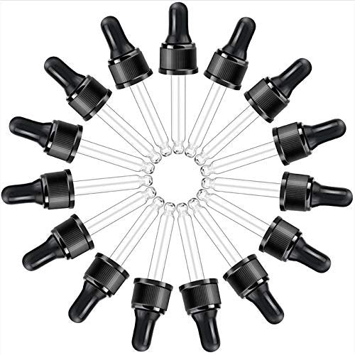 YGDZ Glass Droppers for Essential Oils - 15 Pack 15ml (1/2 oz) - Replacement Dropper Tops for DoTerra & Young Living Bottles - görsel 2