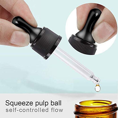 YGDZ Glass Droppers for Essential Oils - 15 Pack 15ml (1/2 oz) - Replacement Dropper Tops for DoTerra & Young Living Bottles