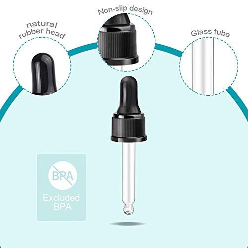 YGDZ Glass Droppers for Essential Oils - 15 Pack 15ml (1/2 oz) - Replacement Dropper Tops for DoTerra & Young Living Bottles - görsel 6