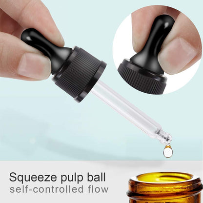 YGDZ Glass Droppers for Essential Oils - 15 Pack 15ml (1/2 oz) - Replacement Dropper Tops for DoTerra & Young Living Bottles
