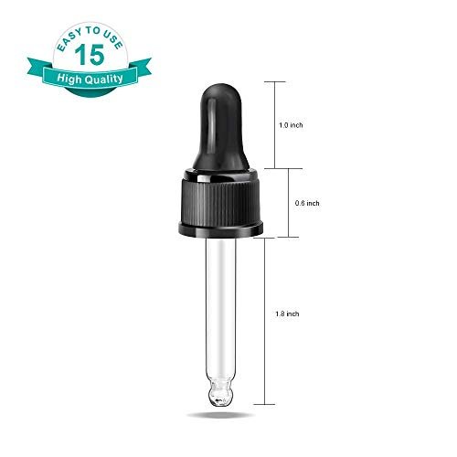 YGDZ Glass Droppers for Essential Oils - 15 Pack 15ml (1/2 oz) - Replacement Dropper Tops for DoTerra & Young Living Bottles - görsel 4