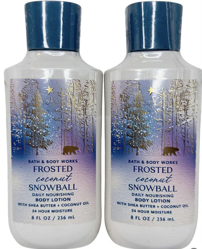 Bath & Body Works Frosted Coconut Snowball Super Smooth Body Lotion 8 oz (Pack of 2) Avelisse