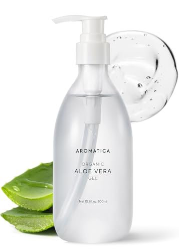 AROMATICA Organic Aloe Vera Gel – After Sun Care & Sunburn Relief, EWG Verified, 10.14 oz