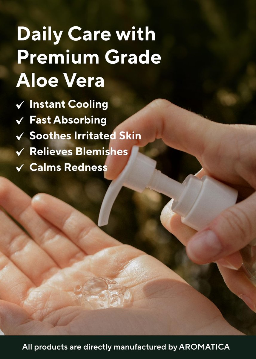 AROMATICA Organic Aloe Vera Gel – After Sun Care & Sunburn Relief, EWG Verified, 10.14 oz - görsel 8