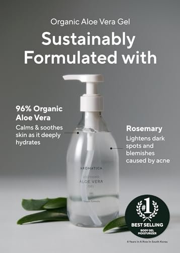 AROMATICA Organic Aloe Vera Gel – After Sun Care & Sunburn Relief, EWG Verified, 10.14 oz - görsel 5