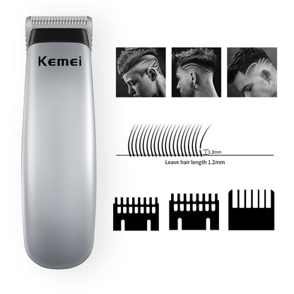 KEMEI Mini Clippers Trimmer Groomer Cordless Self-Haircut Kit – Stainless Steel Blades, 5-Piece Set, Silver Avelisse