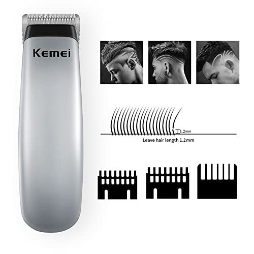 KEMEI Mini Clippers Trimmer Groomer Cordless Self-Haircut Kit – Stainless Steel Blades, 5-Piece Set, Silver Avelisse