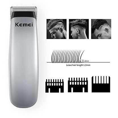 KEMEI Mini Clippers Trimmer Groomer Cordless Self-Haircut Kit – Stainless Steel Blades, 5-Piece Set, Silver Avelisse