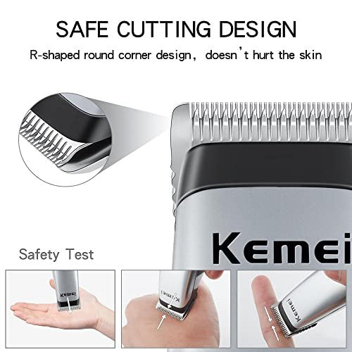 KEMEI Mini Clippers Trimmer Groomer Cordless Self-Haircut Kit – Stainless Steel Blades, 5-Piece Set, Silver Avelisse