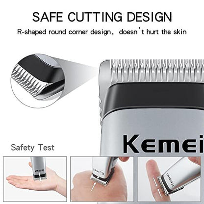KEMEI Mini Clippers Trimmer Groomer Cordless Self-Haircut Kit – Stainless Steel Blades, 5-Piece Set, Silver Avelisse