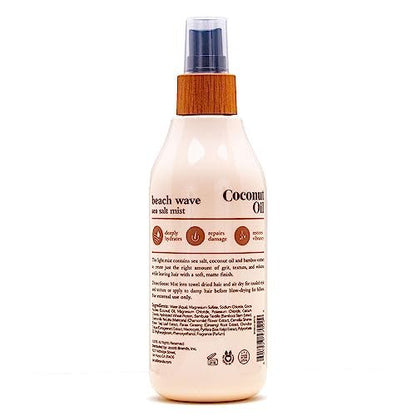 Oliology Coconut Oil Beach Wave Sea Salt Mist Spray - 2 Pack, 8.5 oz Each - Creates Soft Beachy Waves Without Stiffness - Paraben Free