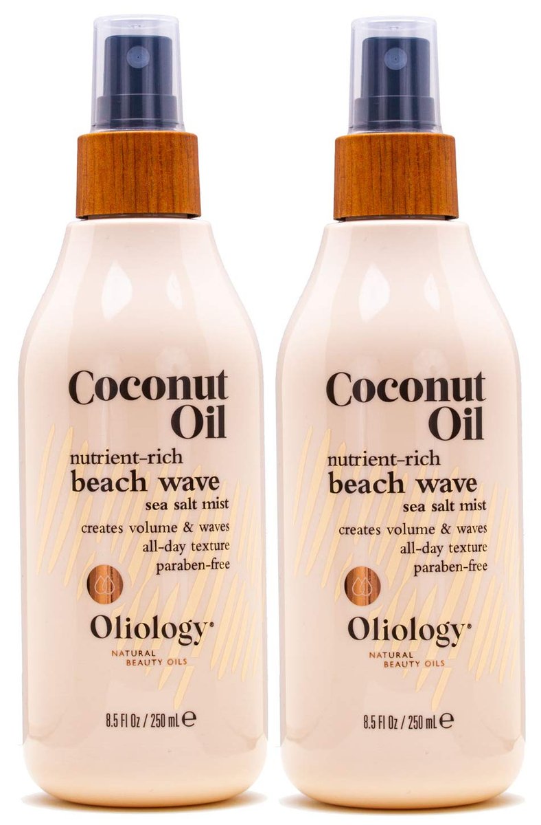 Oliology Coconut Oil Beach Wave Sea Salt Mist Spray - 2 Pack, 8.5 oz Each - Creates Soft Beachy Waves Without Stiffness - Paraben Free - görsel 1