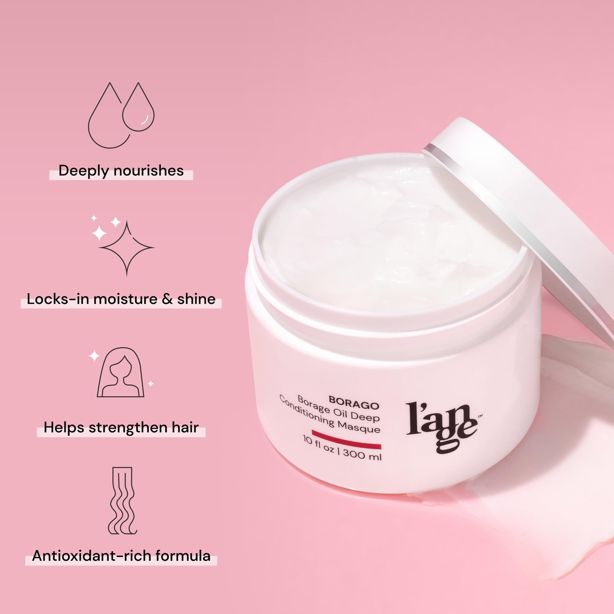 L'ANGE HAIR Borago Deep Conditioning Hair Mask for Damaged Hair | Moisturizing Deep Conditioner with Borage Oil & Keratin | Sulfate & Paraben Free | 10 oz Avelisse