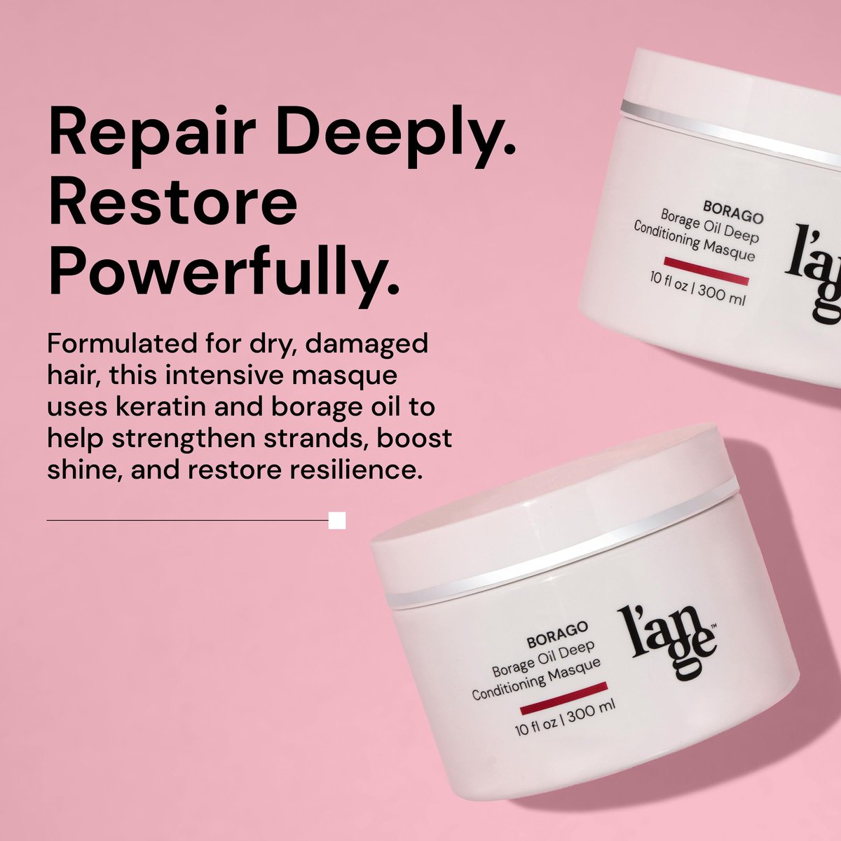 L'ANGE HAIR Borago Deep Conditioning Hair Mask for Damaged Hair | Moisturizing Deep Conditioner with Borage Oil & Keratin | Sulfate & Paraben Free | 10 oz Avelisse