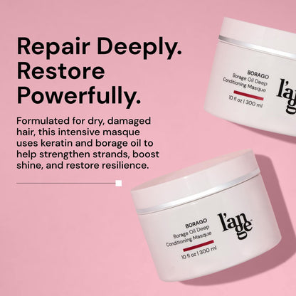 L'ANGE HAIR Borago Deep Conditioning Hair Mask for Damaged Hair | Moisturizing Deep Conditioner with Borage Oil & Keratin | Sulfate & Paraben Free | 10 oz Avelisse