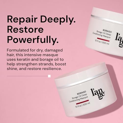 L'ANGE HAIR Borago Deep Conditioning Hair Mask for Damaged Hair | Moisturizing Deep Conditioner with Borage Oil & Keratin | Sulfate & Paraben Free | 10 oz Avelisse