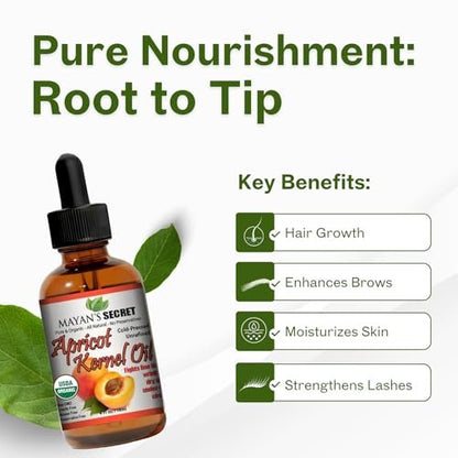 Organic Apricot Kernel Oil – Cold Pressed & Unrefined Moisturizing for Skin, Face, and Hair – Pure Apricot Seed Oil, 4 oz. with Dropper – USDA Certified Avelisse