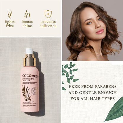 Cocomagic Nourishing Hair Oil - Promote Healthy-Looking Hair, Restore Manageability & Add Silky Glossy Shine, Paraben Free - 3 oz