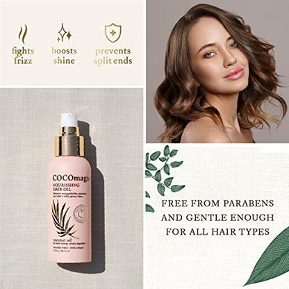 Cocomagic Nourishing Hair Oil - Promote Healthy-Looking Hair, Restore Manageability & Add Silky Glossy Shine, Paraben Free - 3 oz