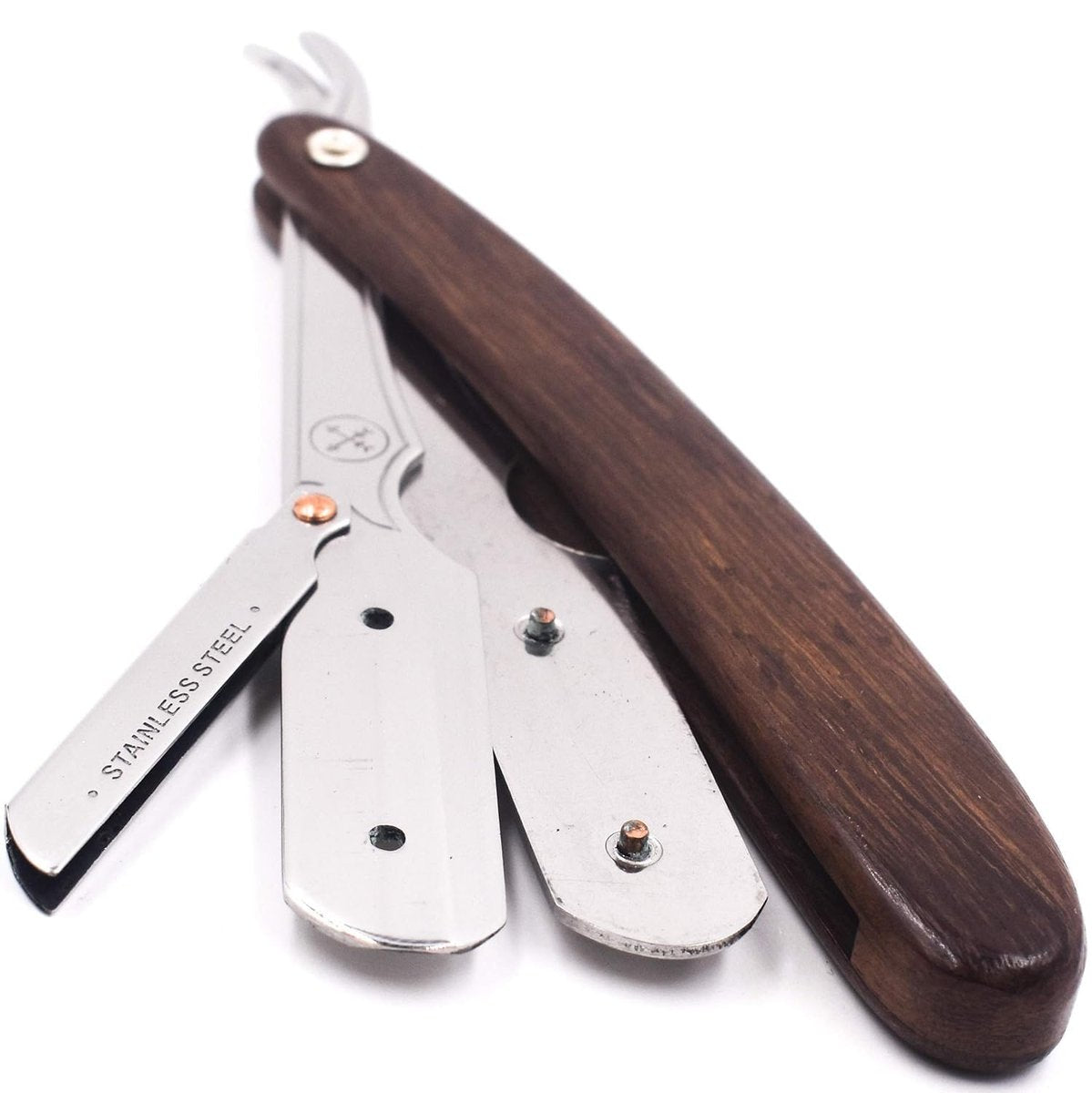 Parker SRDW Professional Shavette Razor – Walnut Wood Handle, Stainless Steel Arm & Clip Lock System, 5 Blades Included Avelisse