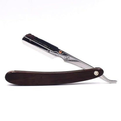Parker SRDW Professional Shavette Razor – Walnut Wood Handle, Stainless Steel Arm & Clip Lock System, 5 Blades Included Avelisse