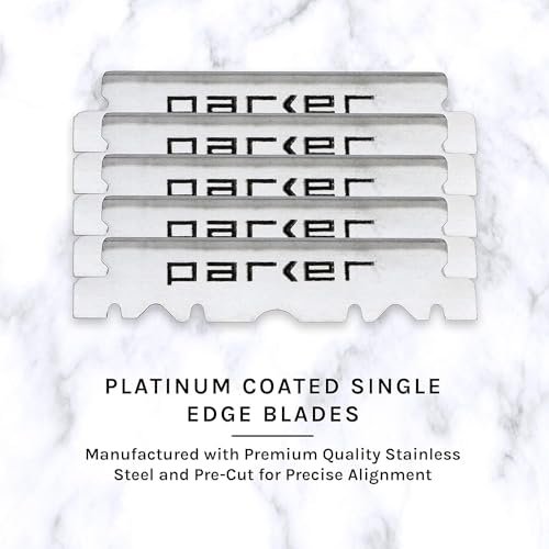 Parker SRDW Professional Shavette Razor – Walnut Wood Handle, Stainless Steel Arm & Clip Lock System, 5 Blades Included Avelisse