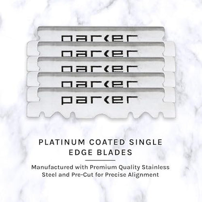 Parker SRDW Professional Shavette Razor – Walnut Wood Handle, Stainless Steel Arm & Clip Lock System, 5 Blades Included Avelisse
