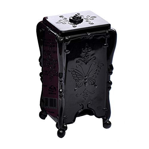 Black Acrylic Cotton Pads Holder Dispenser – Butterfly Pattern Makeup Cotton Pads Case Box Organizer with Lid for Storage of Nail Remover Pads & Beauty Tools Avelisse