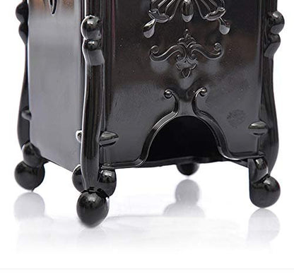 Black Acrylic Cotton Pads Holder Dispenser – Butterfly Pattern Makeup Cotton Pads Case Box Organizer with Lid for Storage of Nail Remover Pads & Beauty Tools Avelisse