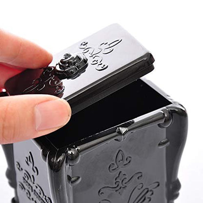 Black Acrylic Cotton Pads Holder Dispenser – Butterfly Pattern Makeup Cotton Pads Case Box Organizer with Lid for Storage of Nail Remover Pads & Beauty Tools Avelisse