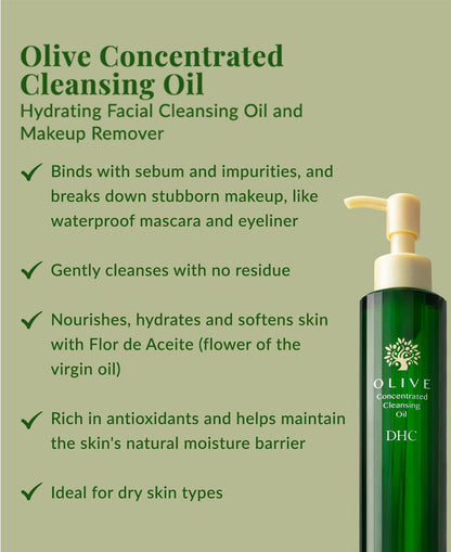 DHC Olive Concentrated Cleansing Oil – Hydrating Facial Cleansing Oil & Makeup Remover, Fragrance & Colorant Free, 5 fl. oz. Avelisse
