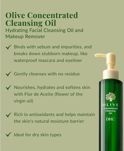 DHC Olive Concentrated Cleansing Oil – Hydrating Facial Cleansing Oil & Makeup Remover, Fragrance & Colorant Free, 5 fl. oz. Avelisse