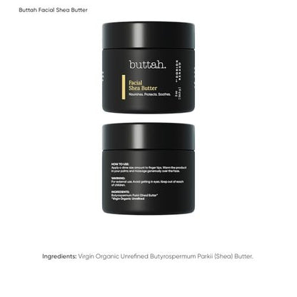 Buttah Skin Facial Shea Butter - 2oz Organic Whipped Virgin Raw Moisturizer for All Skin Tones - Hydrating & Natural