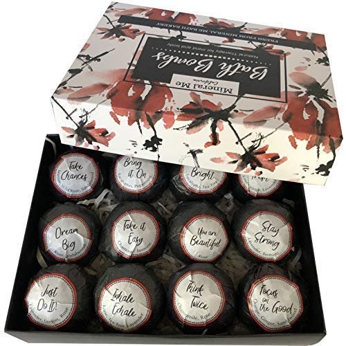 Bath Bombs for Women Relaxing with Inspirational Messages - 12 Natural & Organic Bath Bombs with Essential Oils & Shea Butter - Birthday Gift, Mothers Day Gift for Mom, Wife Avelisse