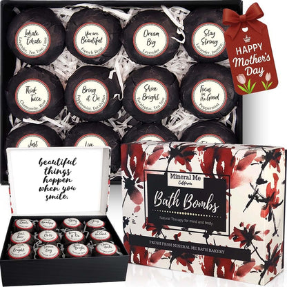 Bath Bombs for Women Relaxing with Inspirational Messages - 12 Natural & Organic Bath Bombs with Essential Oils & Shea Butter - Birthday Gift, Mothers Day Gift for Mom, Wife Avelisse
