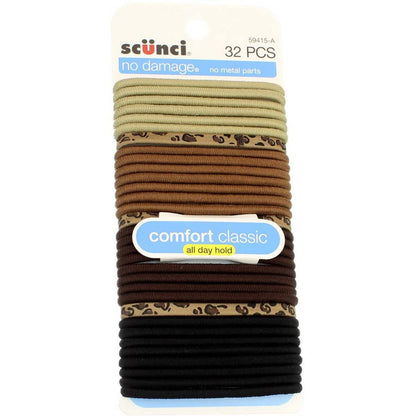 Scunci Multi Color Bands - Ponytail Holders for All Hair Types (32 Pack)