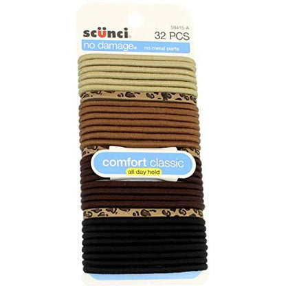 Scunci Multi Color Bands - Ponytail Holders for All Hair Types (32 Pack)