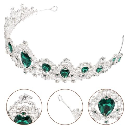 FRCOLOR Green Crystal Tiara Crown for Women - Rhinestone Queen Crown Headband for Birthday, Halloween, Wedding - görsel 18