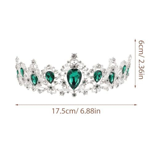 FRCOLOR Green Crystal Tiara Crown for Women - Rhinestone Queen Crown Headband for Birthday, Halloween, Wedding - görsel 10