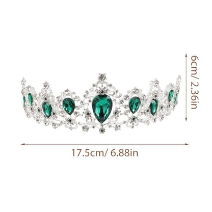 FRCOLOR Green Crystal Tiara Crown for Women - Rhinestone Queen Crown Headband for Birthday, Halloween, Wedding