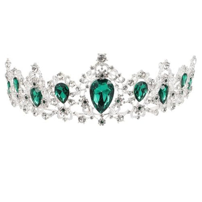 FRCOLOR Green Crystal Tiara Crown for Women - Rhinestone Queen Crown Headband for Birthday, Halloween, Wedding