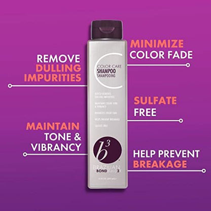 B3 Brazilian Bondbuilder Color Care Shampoo - 12 Fl Oz | Sulfate-Free, Color-Safe Hair Care Avelisse