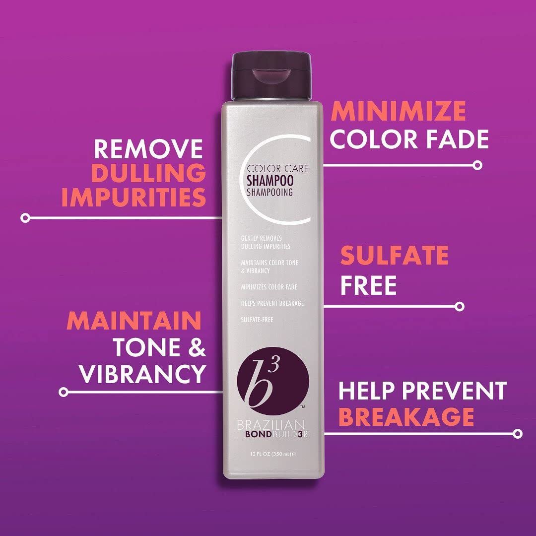 B3 Brazilian Bondbuilder Color Care Shampoo - 12 Fl Oz | Sulfate-Free, Color-Safe Hair Care Avelisse