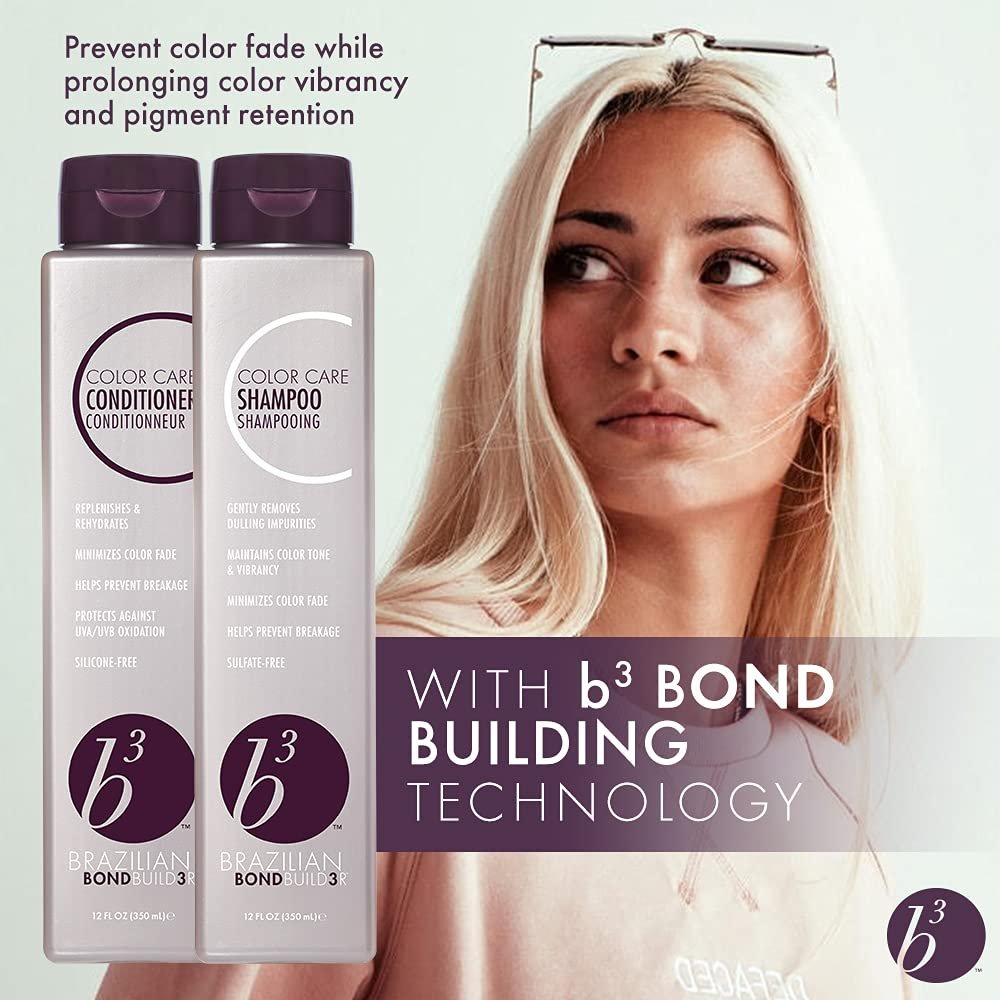 B3 Brazilian Bondbuilder Color Care Shampoo - 12 Fl Oz | Sulfate-Free, Color-Safe Hair Care Avelisse