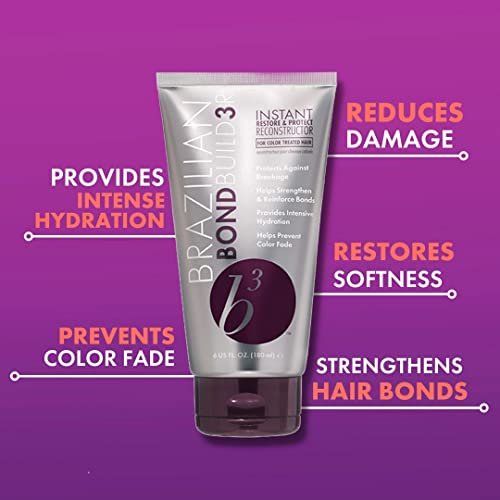 B3 Brazilian Bondbuilder Instant Restore & Protect Reconstructor - 6 Fl Oz Hair Mask for Damaged Hair Avelisse