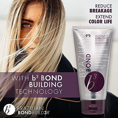 B3 Brazilian Bondbuilder Instant Restore & Protect Reconstructor - 6 Fl Oz Hair Mask for Damaged Hair Avelisse