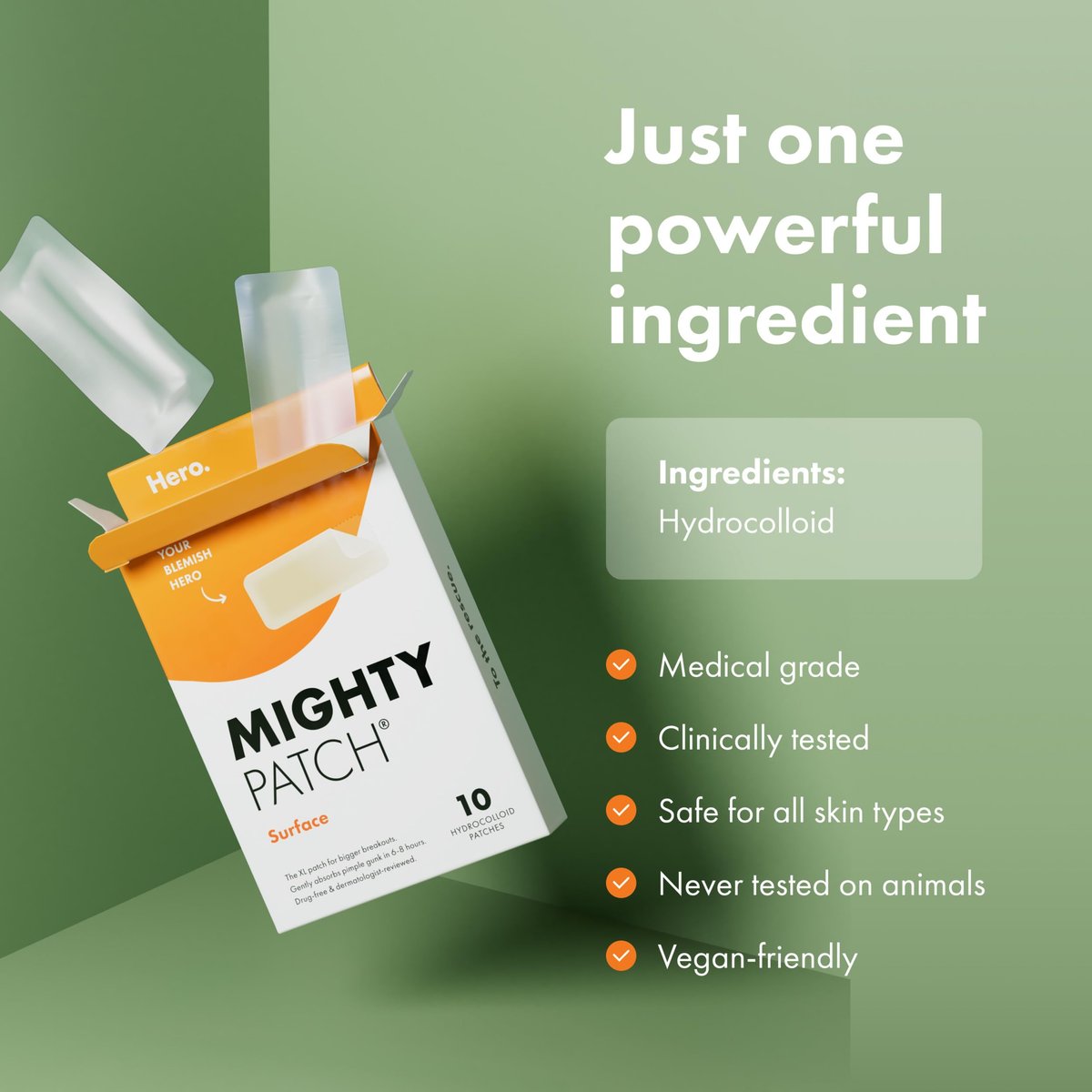 Mighty Patch Surface Large Pimple Patches for Face - Hydrocolloid Acne Spot Patch for Cheek, Forehead, Chin - Vegan-Friendly - 10 Count Avelisse