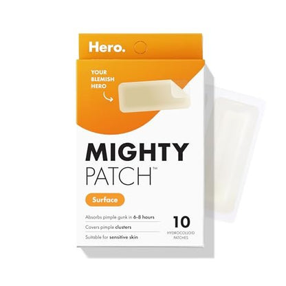 Mighty Patch Surface Large Pimple Patches for Face - Hydrocolloid Acne Spot Patch for Cheek, Forehead, Chin - Vegan-Friendly - 10 Count Avelisse