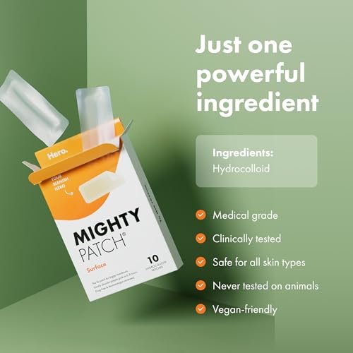 Mighty Patch Surface Large Pimple Patches for Face - Hydrocolloid Acne Spot Patch for Cheek, Forehead, Chin - Vegan-Friendly - 10 Count Avelisse