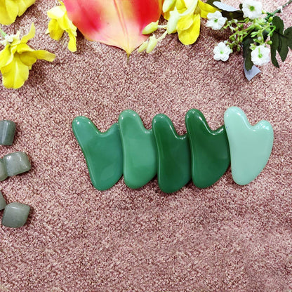 Ina Beauty Large Gua Sha Heart Natural Jade Stone for Face Lift, Decrease Puffiness and Tighten Skin